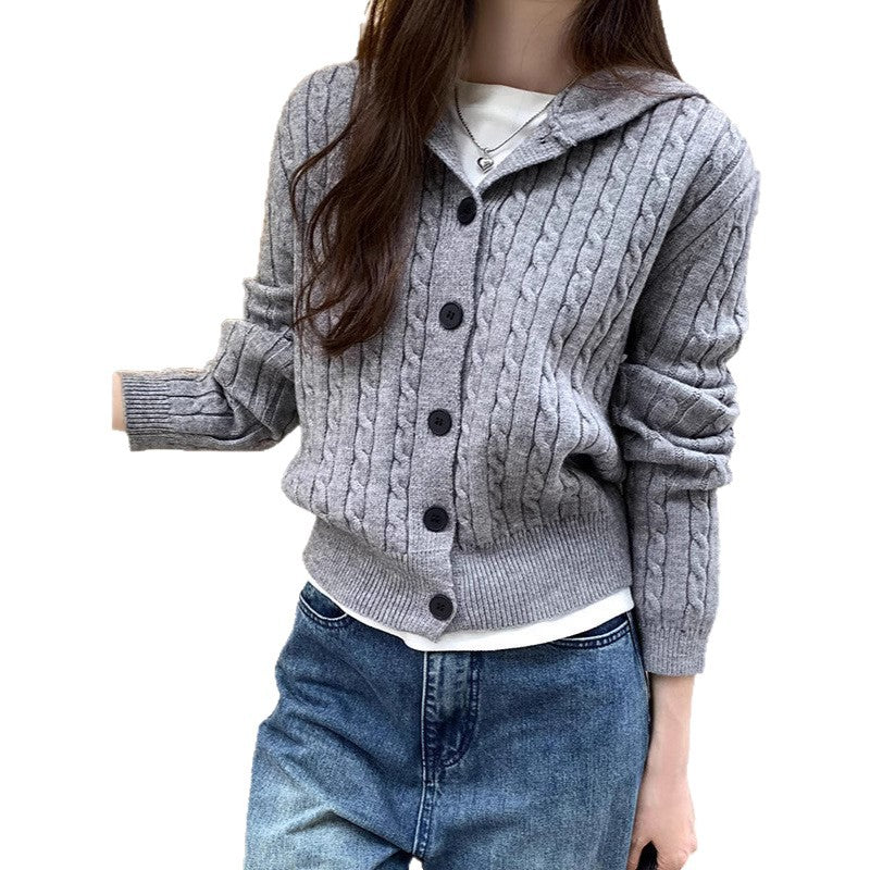 Cardigan pour femmes avec capuche et motif en câble décoratif Chic & Stil