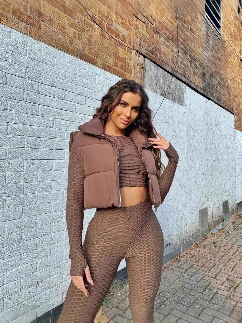 Ladies Fashionable Gilet with High Collar and Flattering Cut Lune London