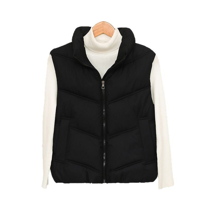 Ladies padded gilet with high collar and practical front pockets Lune London