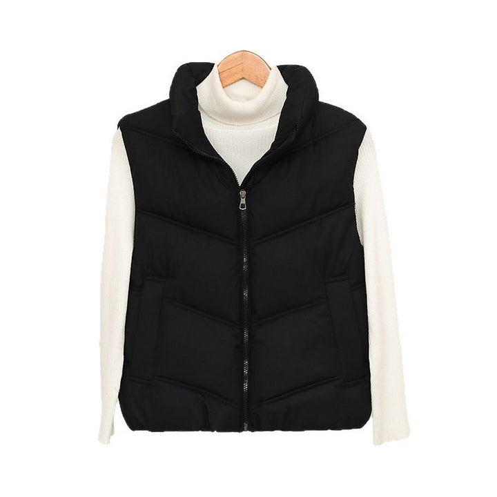 Ladies padded gilet with high collar and practical front pockets Lune London
