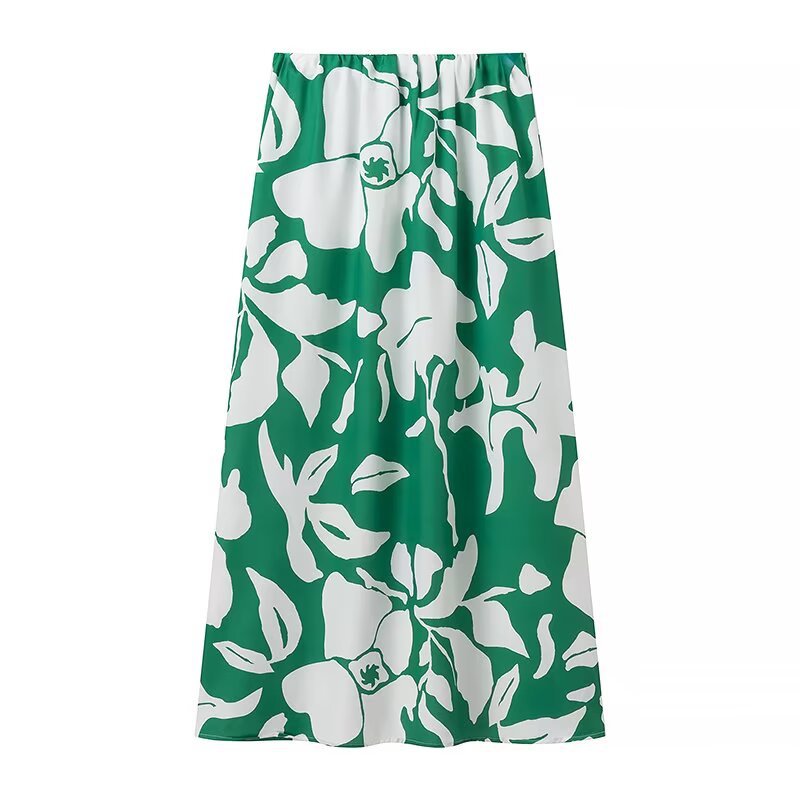 Maxi skirt for women with floral design and elastic waist Lune London