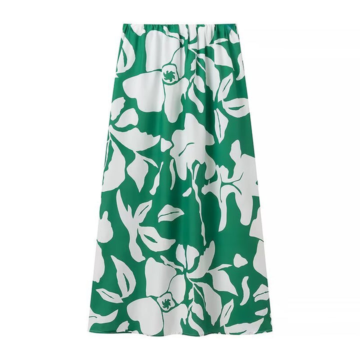 Maxi skirt for women with floral design and elastic waist Lune London