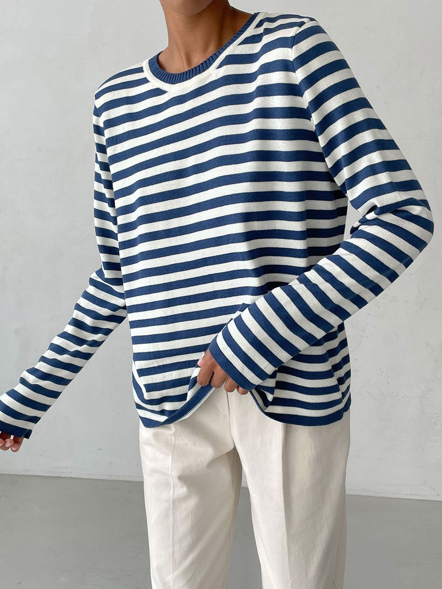 Casual knit pullover for women with striped pattern and loose fit Lune London