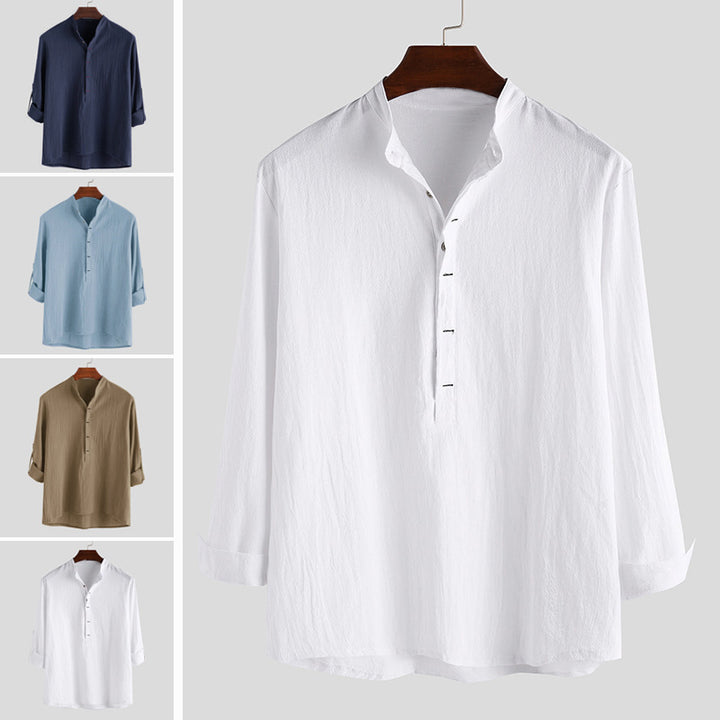Men's Long Sleeve Henley Shirt with Fine Button Details and a Casual Fit Lune London