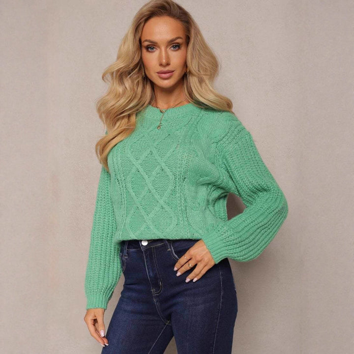 Pull en tricot épais pour femme avec design romantique en câble et manches larges Chic & Stil
