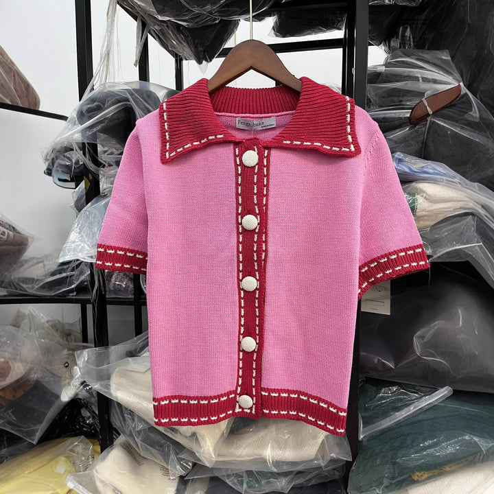 Short-sleeve sweater for ladies with contrasting details Lune London