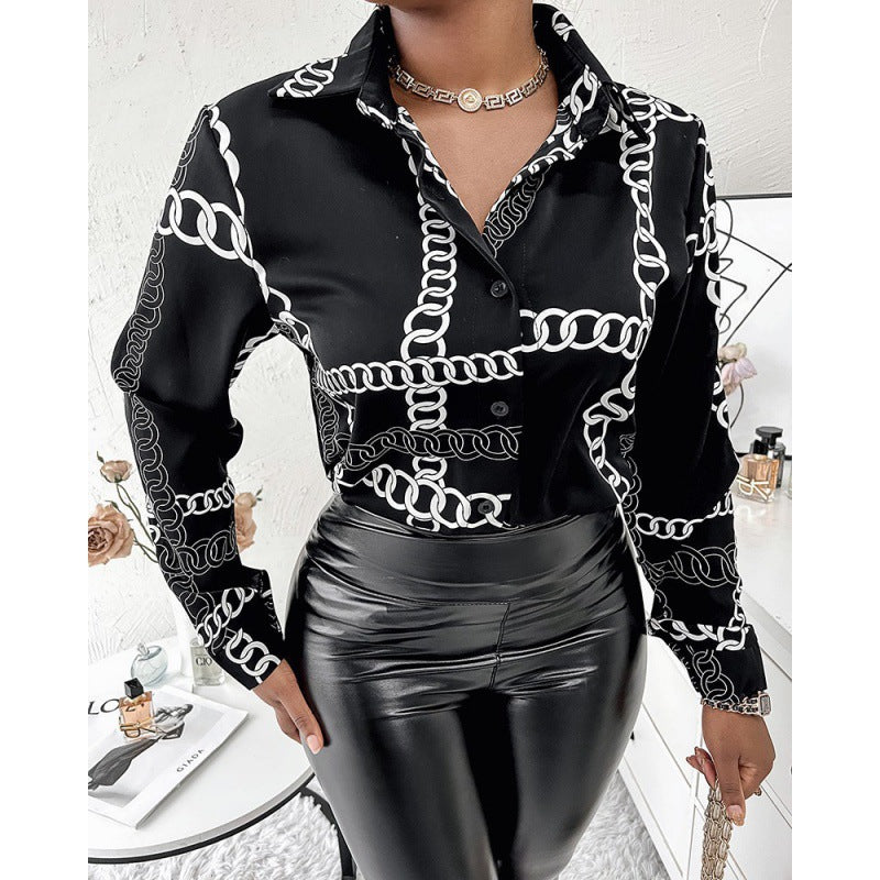 Ladies' shirt in elegant animal print with contrasting patterns Lune London