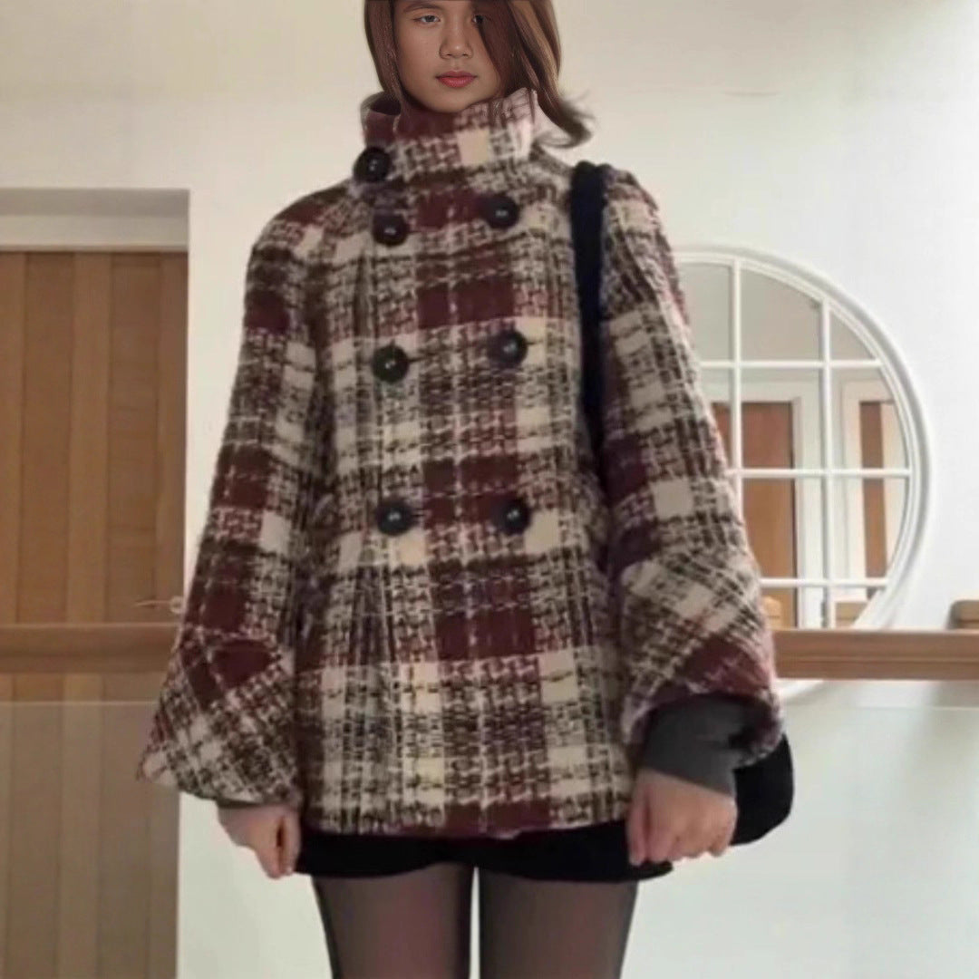 Ladies wrap jacket with checkered pattern Lune London