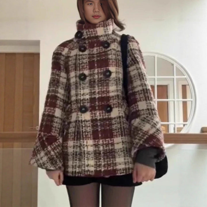 Ladies wrap jacket with checkered pattern Lune London