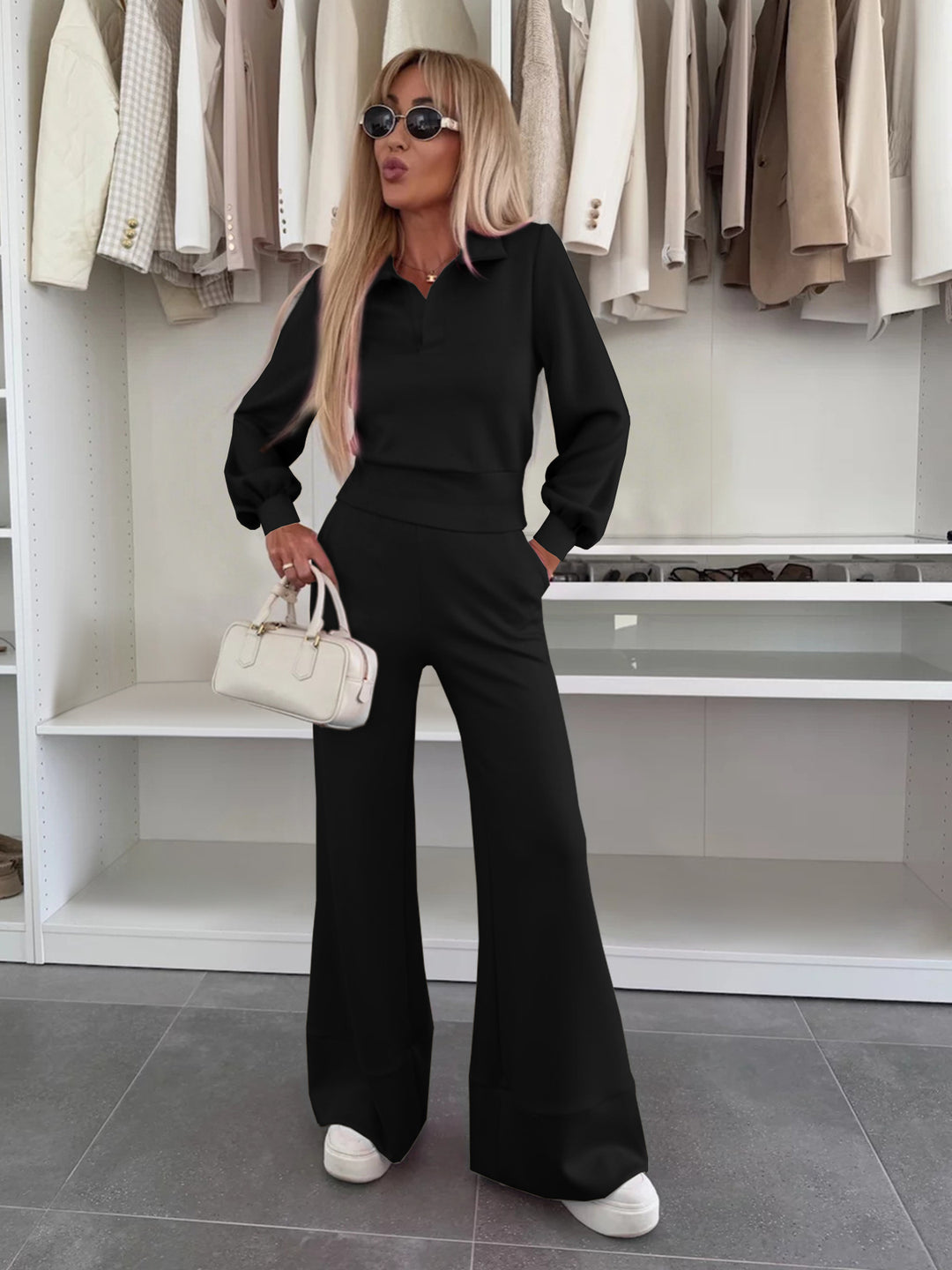 Ladies Stylish and Casual Jumpsuit with Wide Legs and Elegant Sleeves Lune London