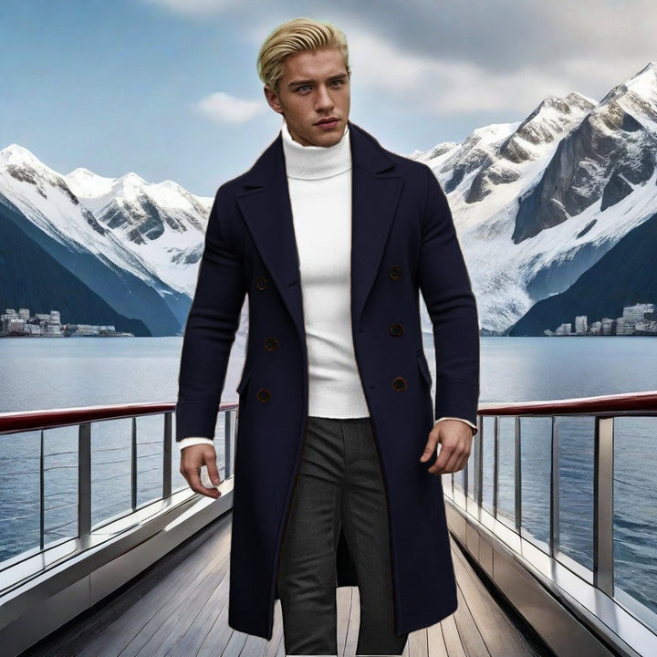 Elegant double-breasted coat for men with high collar Lune London