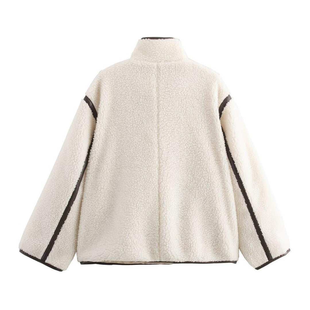Fleece transition jacket for ladies with high collar and practical pockets Lune London