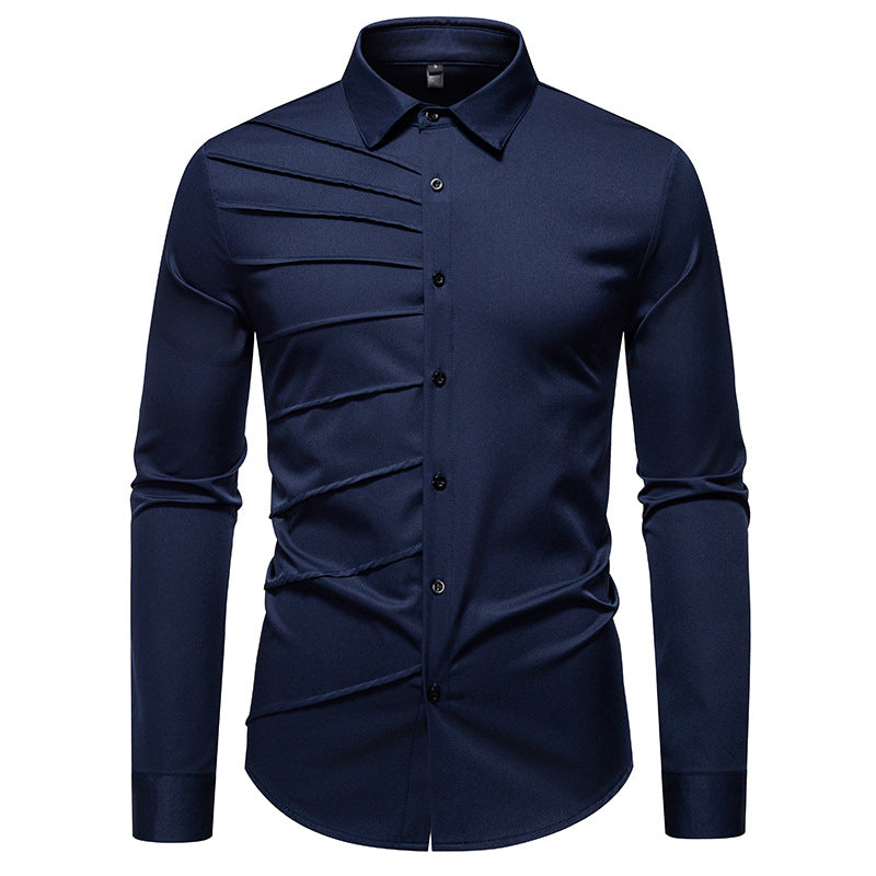 Trendy long sleeve shirt for men with an original pleat design Lune London