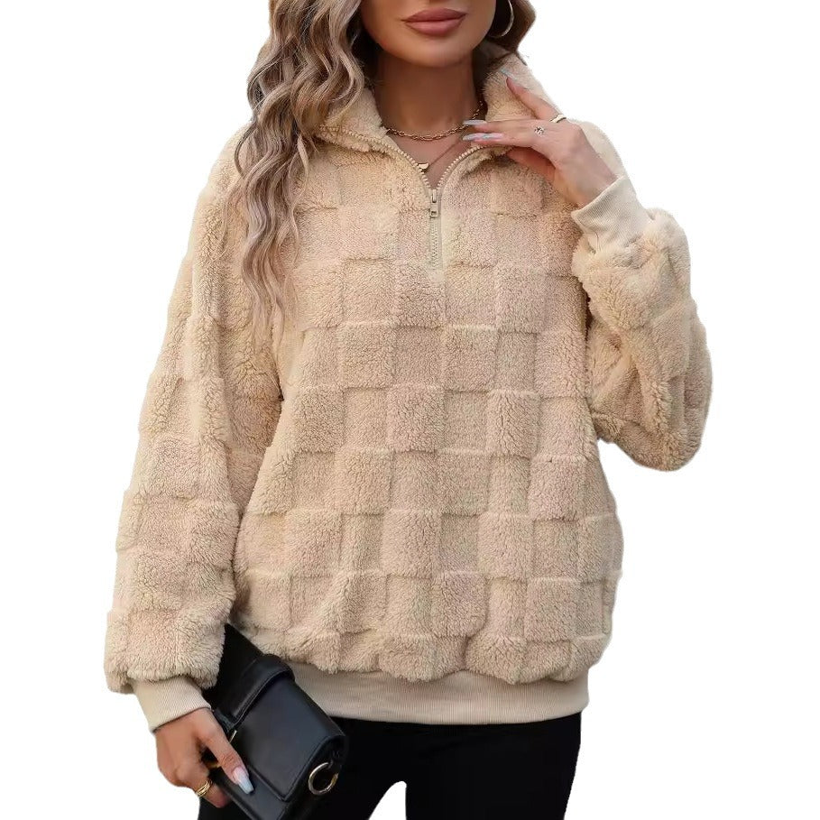 Ladies Oversized Fleece Pullover with zipper and Lune London structure