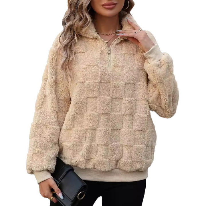 Ladies Oversized Fleece Pullover with zipper and Lune London structure