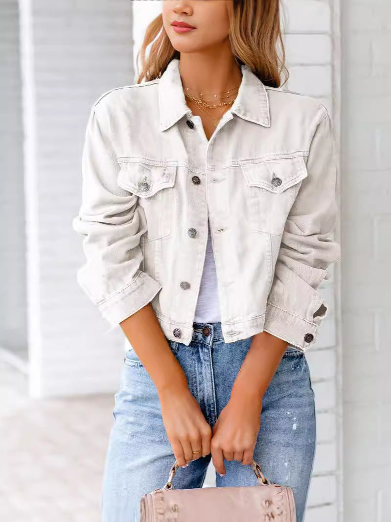 Veste en denim courte pour femmes avec coupe à la mode Chic & Stil