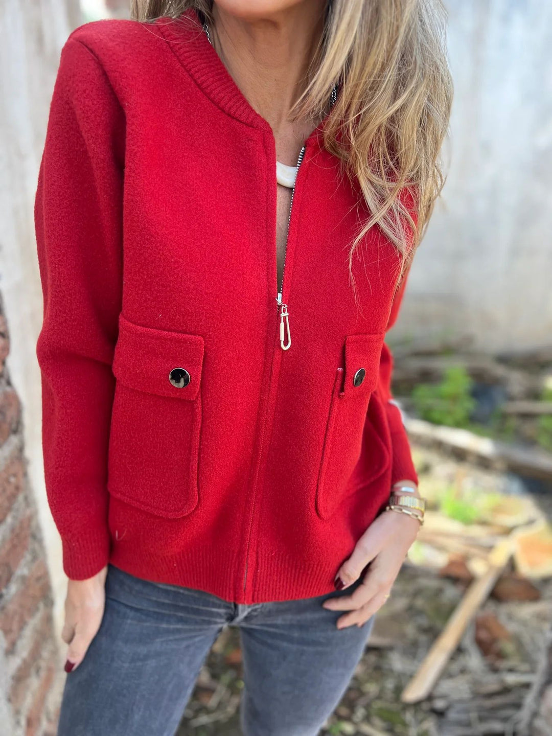Fleece jacket for women with practical pockets and zipper Lune London