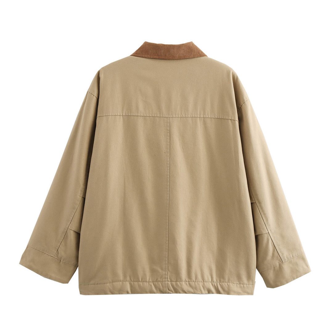 Transitional jacket for women with a classic high collar and practical patch pockets Lune London