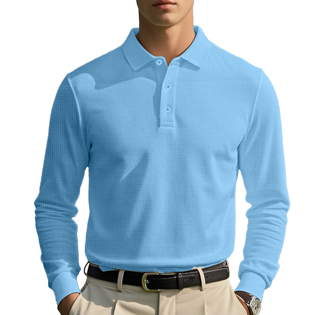 Men's long-sleeved polo shirt with breathable structure and classic cut Lune London