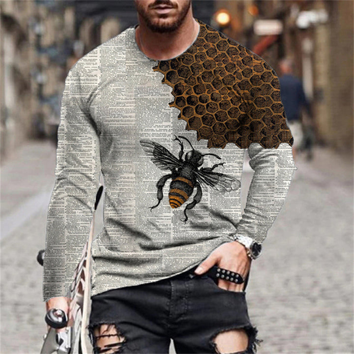 Men's long sleeve shirt with creative bee and honeycomb pattern Lune London