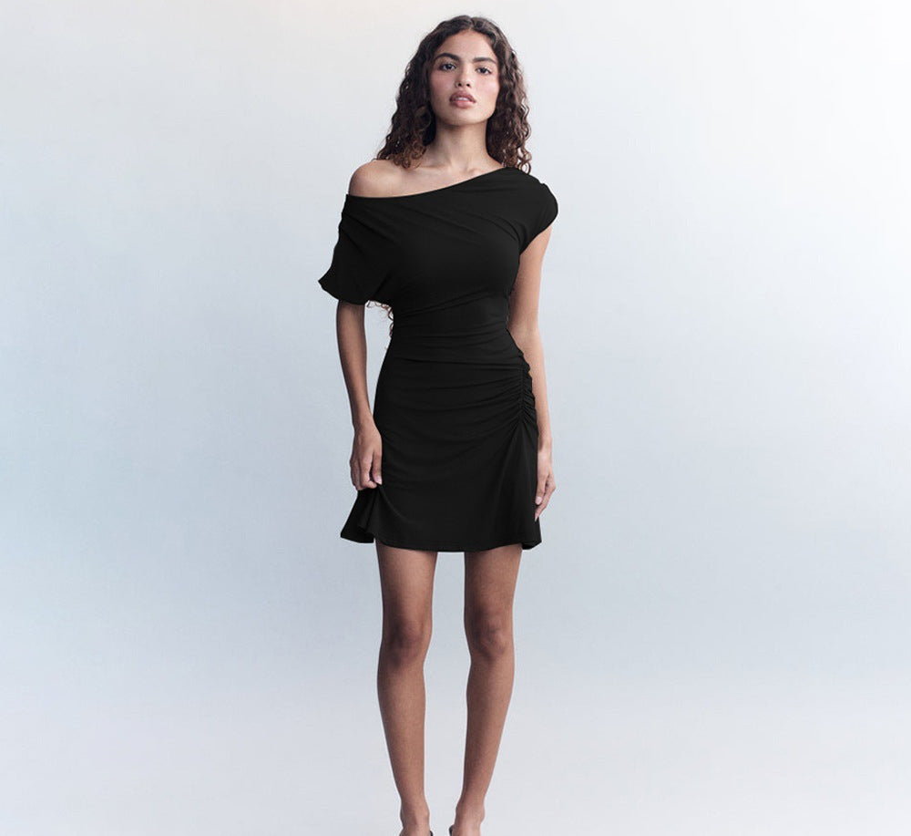 Off-shoulder dress for women with ruching Lune Londone