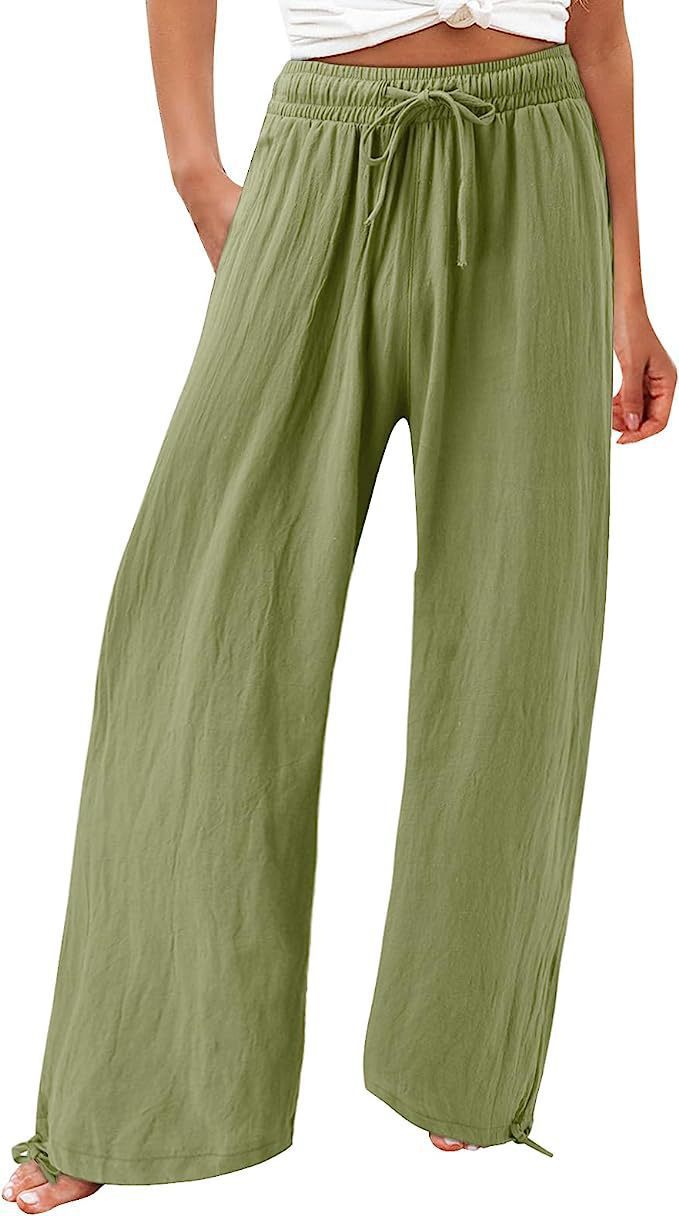 Loose summer pants for women in lightweight material with adjustable waist Lune London