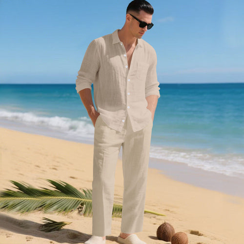 Men's Lightweight Linen Outfit with Stylish Shirt and Elegant Pants Lune London