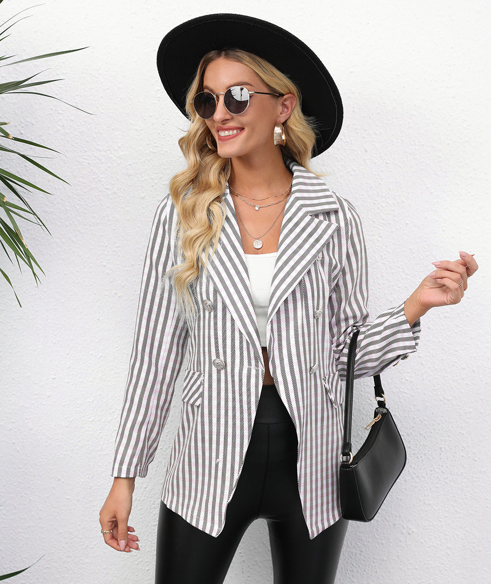 Plaid blazer for women with double-breasted and slim silhouette Lune London