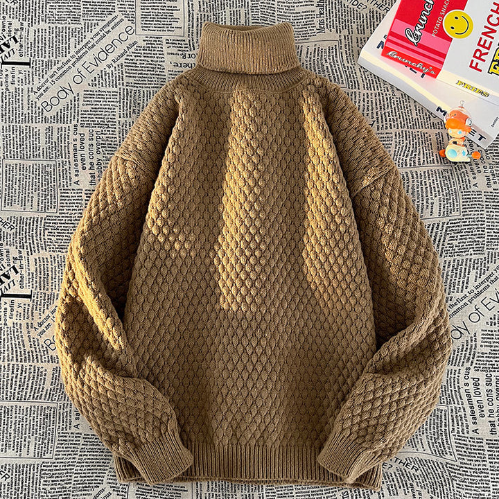 Pull femme en grosse maille avec col montant Lune London