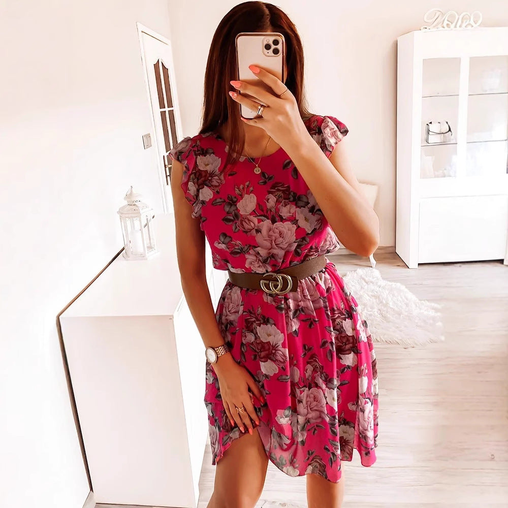 Chic and Stylish Floral Cap Sleeve Midi Dress