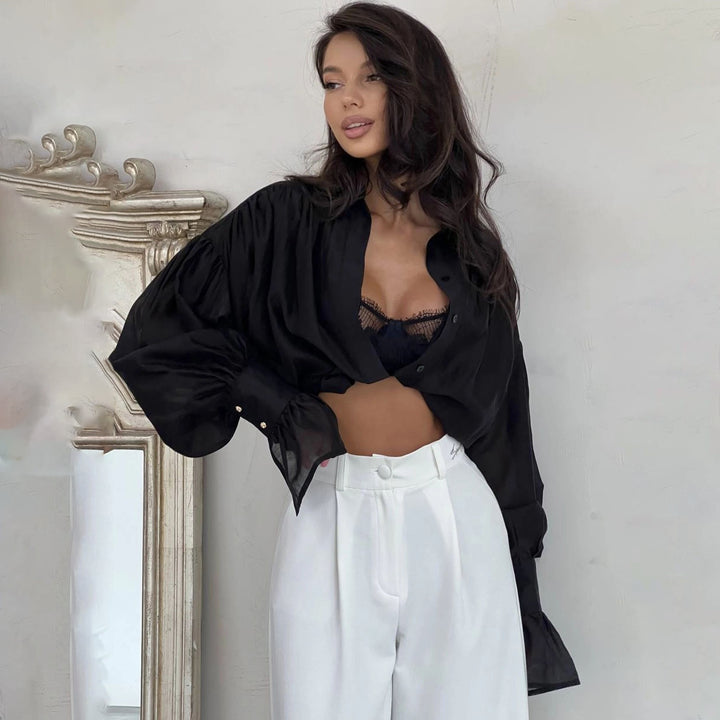 Lune London Elegant blouse for women with dropped shoulders and voluminous sleeves