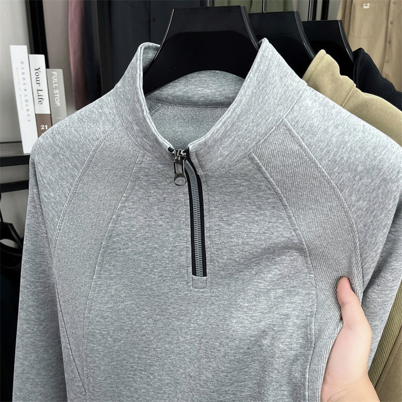 Trendy knitted sweater for men with high collar and zipper Lune London