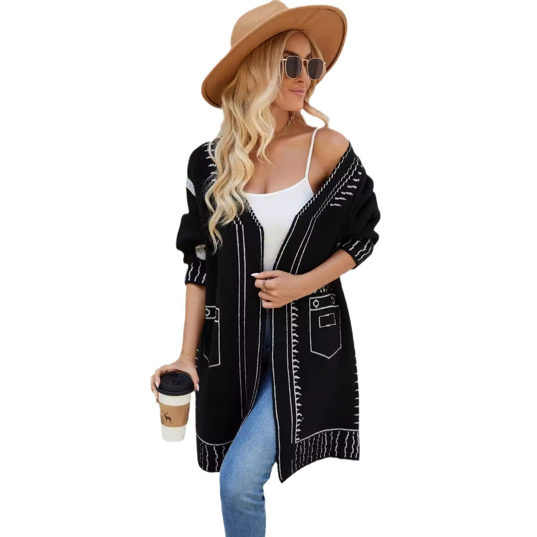 Cardigan pour femme avec motif tendance et élégant col en V Chic & Stil