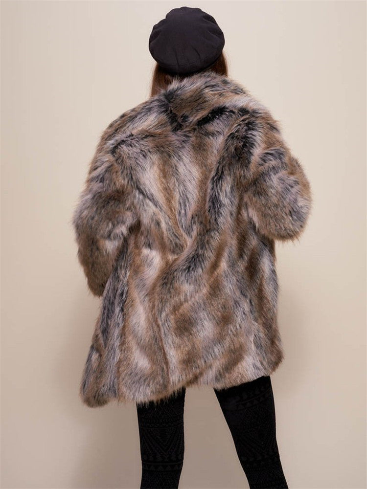 Ladies Faux Fur Thief with Trendy Lining and High Collar Lune London