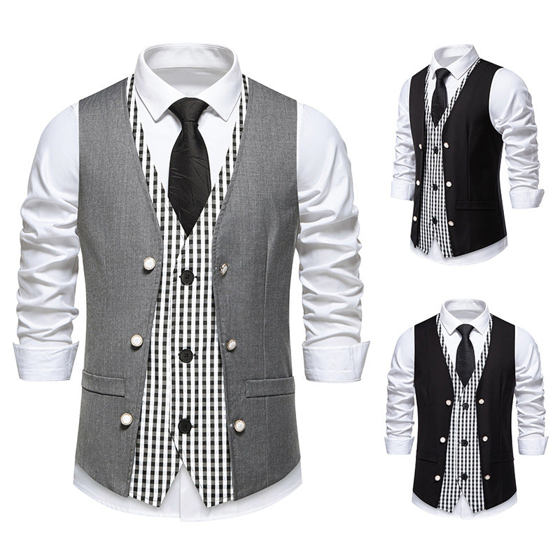 Elegant suit vest for men with contrasting inner pattern Lune London