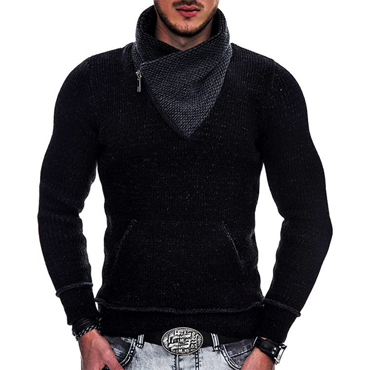 Modern sweater for men with wide collar and innovative zip detail Lune London
