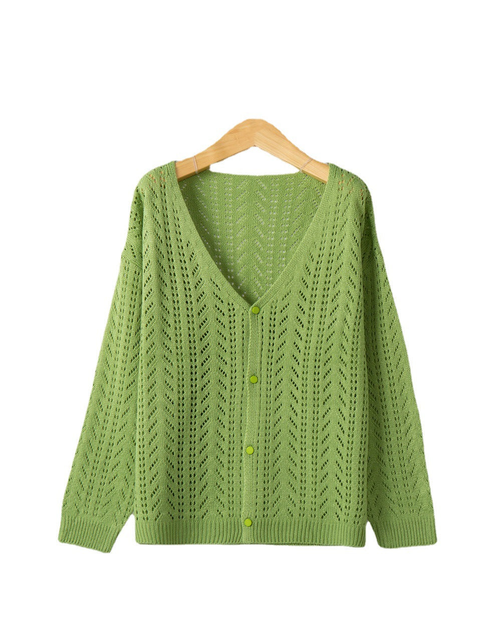 Women's knitted cardigan with airy lace pattern and V-neck Lune London