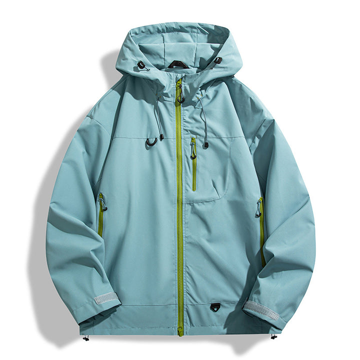 Waterproof outdoor jacket for men with hood and breathable inserts Lune London