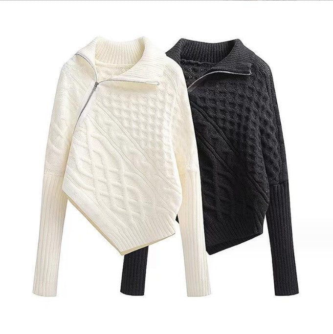 Women’s high-end knitted sweater with turtleneck and asymmetrical design Lune London