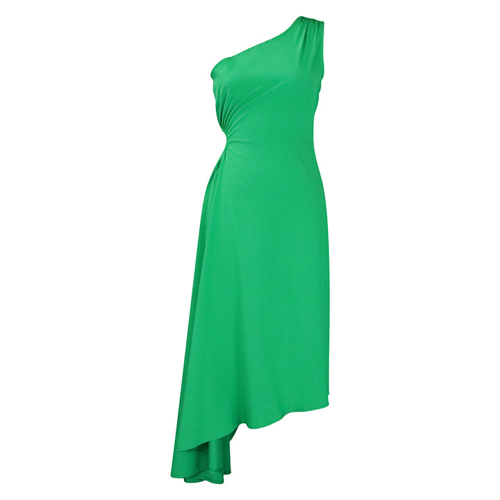 Asymmetrical evening dress for women with pleated hem Lune London