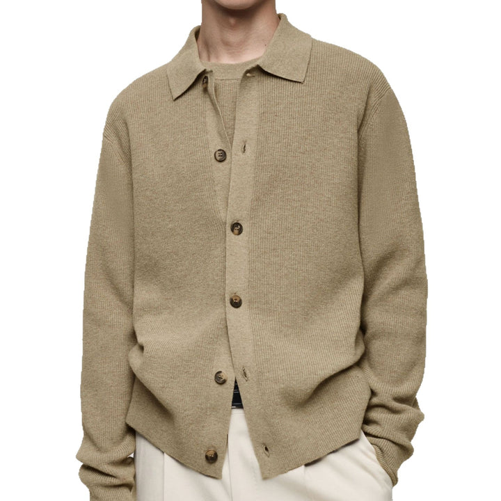 Men's knitted jacket with modern collar and high-quality buttons Lune London