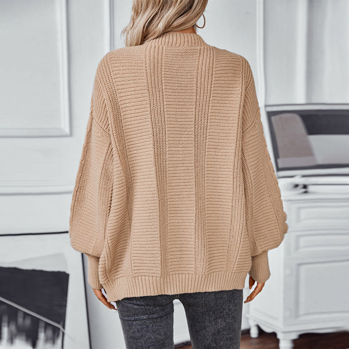 Knitted women's jacket with cable design and gold button details Lune London