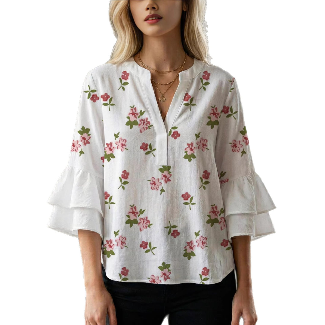 Women's blouse with voluminous ruffled sleeves and modern design Lune London