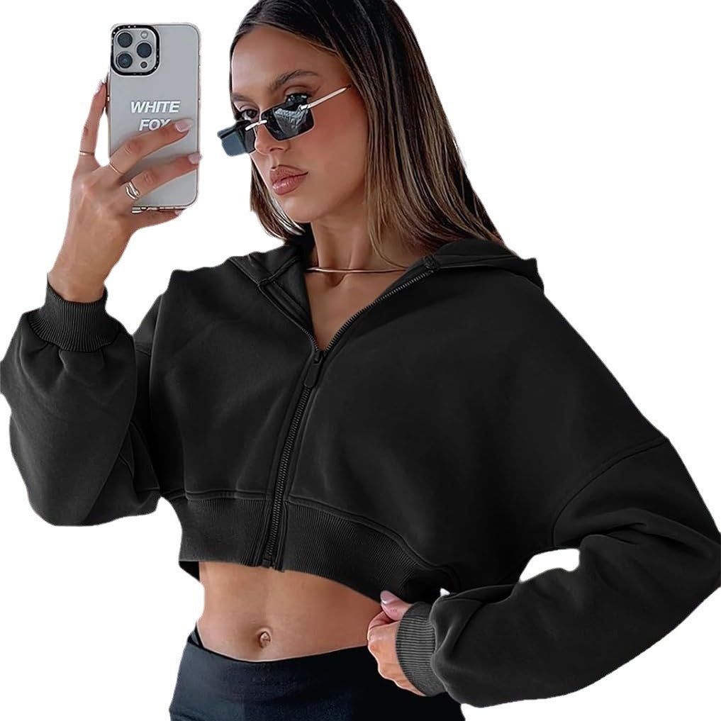 Ladies trendy cropped hoodie Lune London