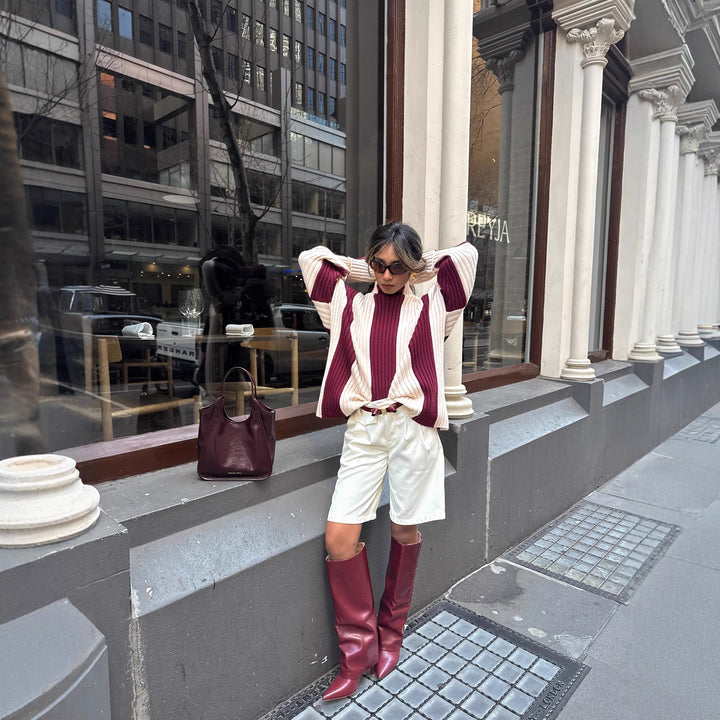 Fashion knit sweater for women with an elegant ribbed pattern and relaxed sleeves Lune London