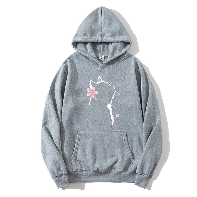 Women's hoodie with floral cat design Chic & Stil
