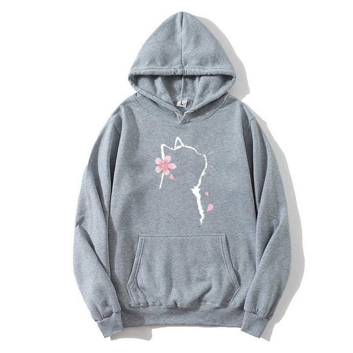 Women's hoodie with floral cat design Chic & Stil