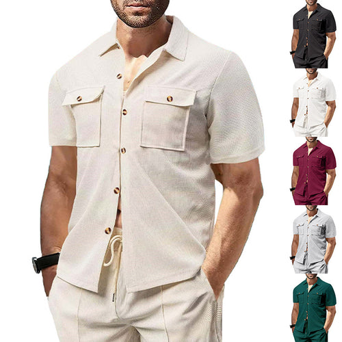 Short sleeve utility shirt for men with practical chest pockets Lune London
