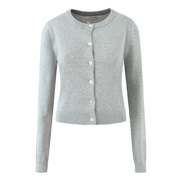 Ladies durable cardigan with button closure and round neckline Lune London
