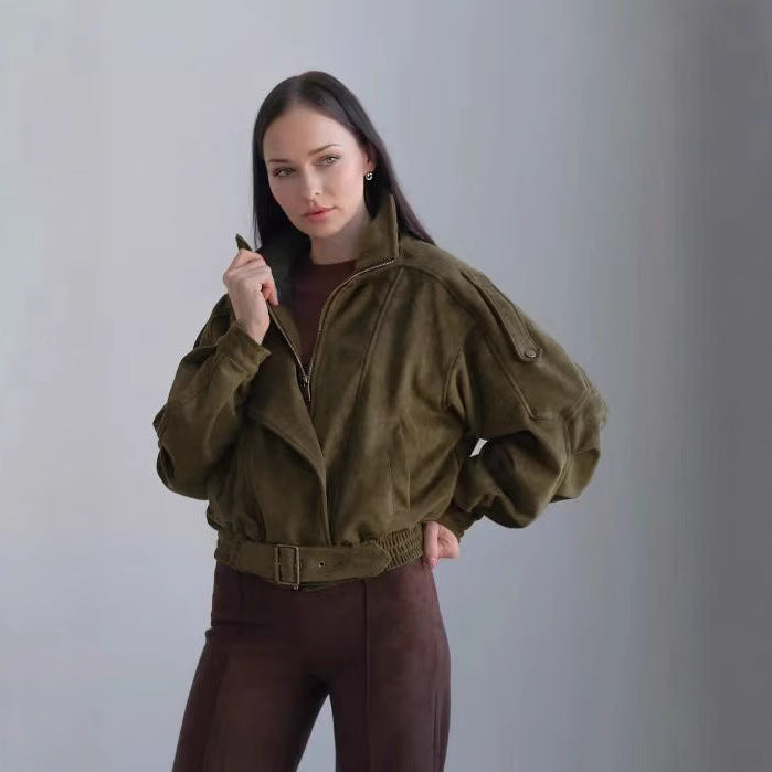 Suede jacket for women with a loose fit and fitted design Lune London